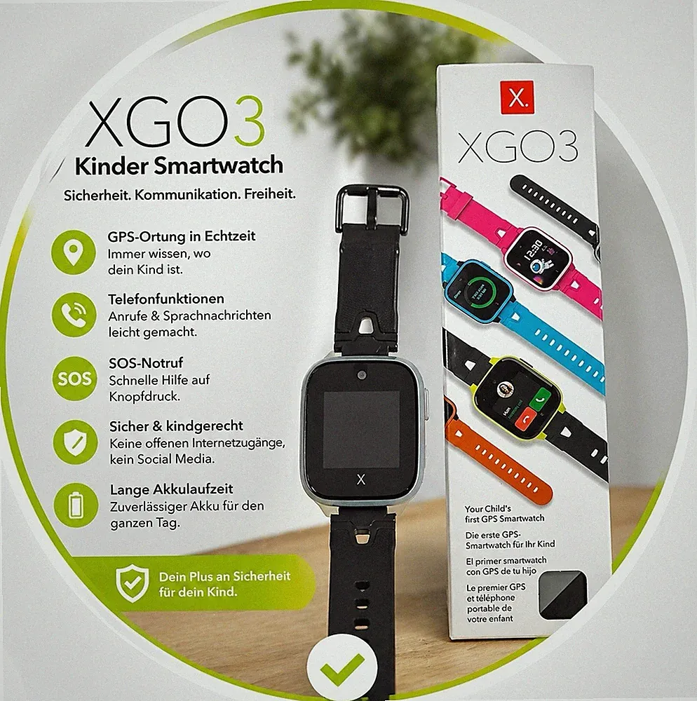 Xplora XGO3 Kinder Smartwatch 44mm Schwarz GPS Telefon SOS Android iOS