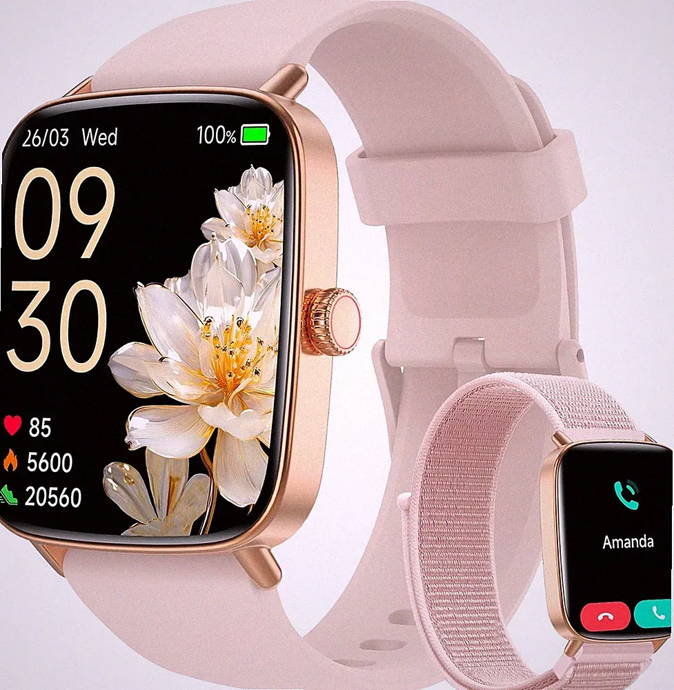 Yoever Smartwatch Damen 1,85 Zoll Fitnessuhr mit Pulsmesser und Schlafmonitor
