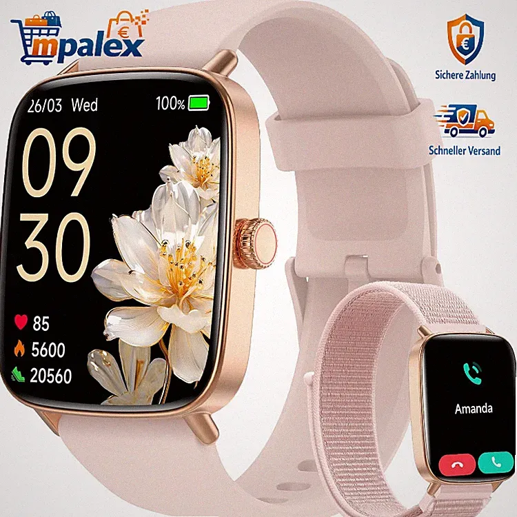Yoever Smartwatch Damen 1 85 Zoll Fitnessuhr mit Pulsmonitor SpO2 1