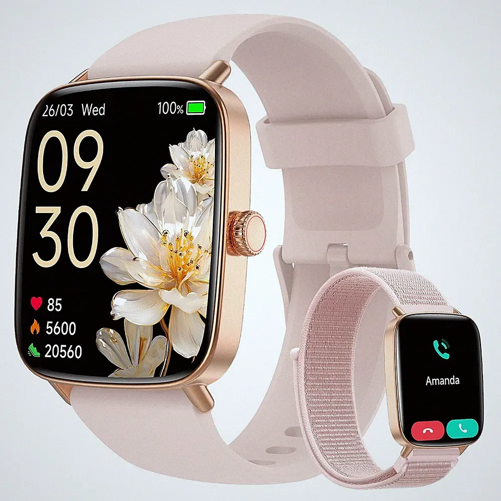 Yoever Smartwatch Damen 1.85 Zoll Wasserdicht Fitnessuhr mit Puls