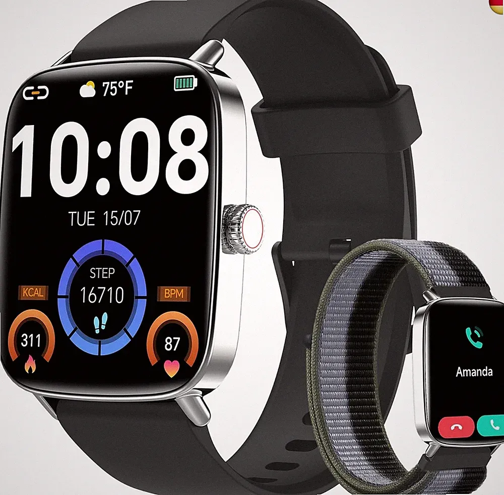Yoever Smartwatch Herren Damen mit Telefonfunktion - 1.85" Fitnessuhr Herren