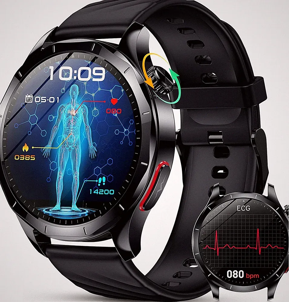 YUPENG 2026 Neu Smartwatch Herren Mit Ekg/Hrvbmi/Mikro-Gesundheitscheck, 1.43''