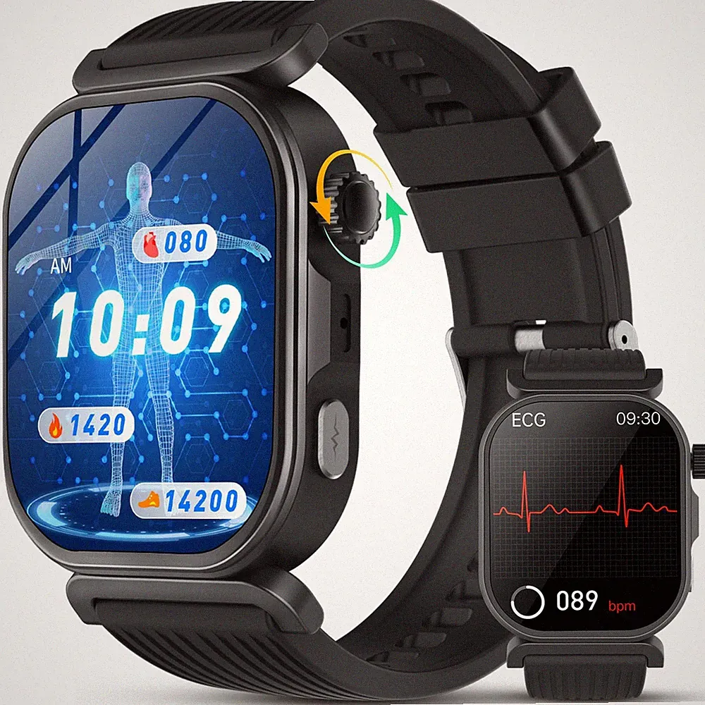 YUPENG Smartwatch EKG/HRV/Blutdruckmessung/Harnsäure, 1,88" Gesundheitsuhr