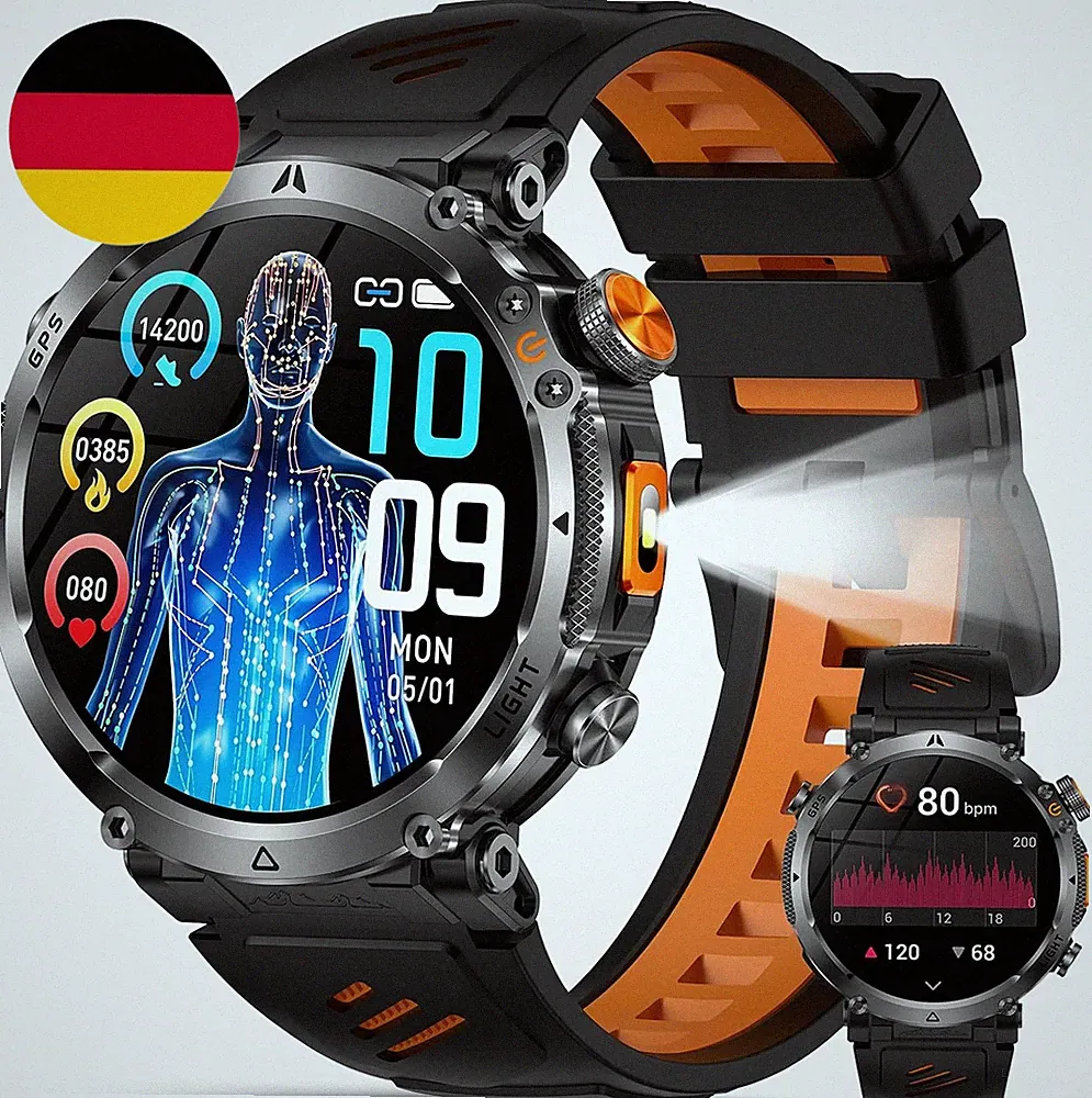 YUPENG Smartwatch Herren Militär Mit AI-GPT, 850Mah, 1,7" Fitnessuhr Uhr | GPS
