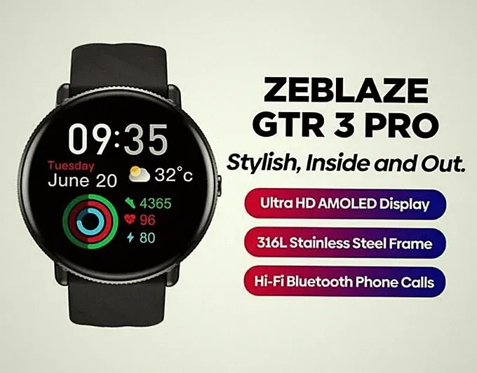 ZEBLAZE GTR 3 PRO 1,43Zoll Fitness Smart Watch Tel.Anrufe, Nachrichten, Schwarz
