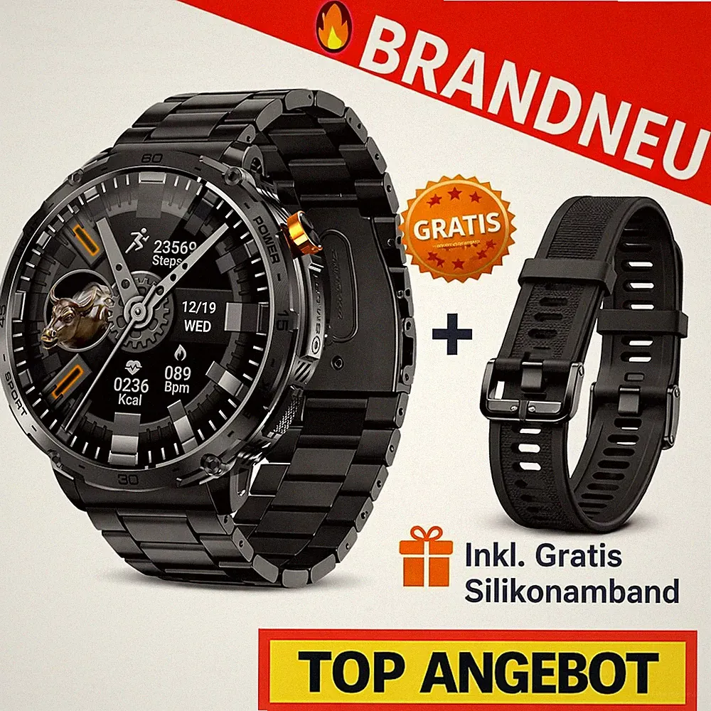 ZEUS™ 2.0 Smartwatch Herren Damen Fitness Tracker Puls SpO2 GPS Bluetooth IP68