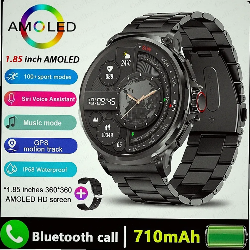 ZEUS™ Smartwatch – Robuste Edelstahl‑Fitnessuhr, 10+ Tage Akku, IP68 mit Black S